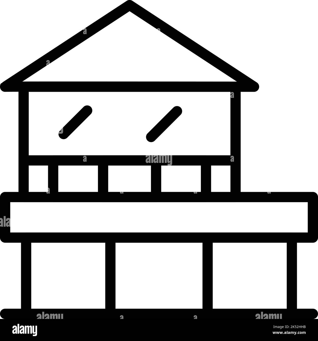 Symboldarstellung des Hauses am Meer. Hüttenwald. Sumpfspiel Stock Vektor