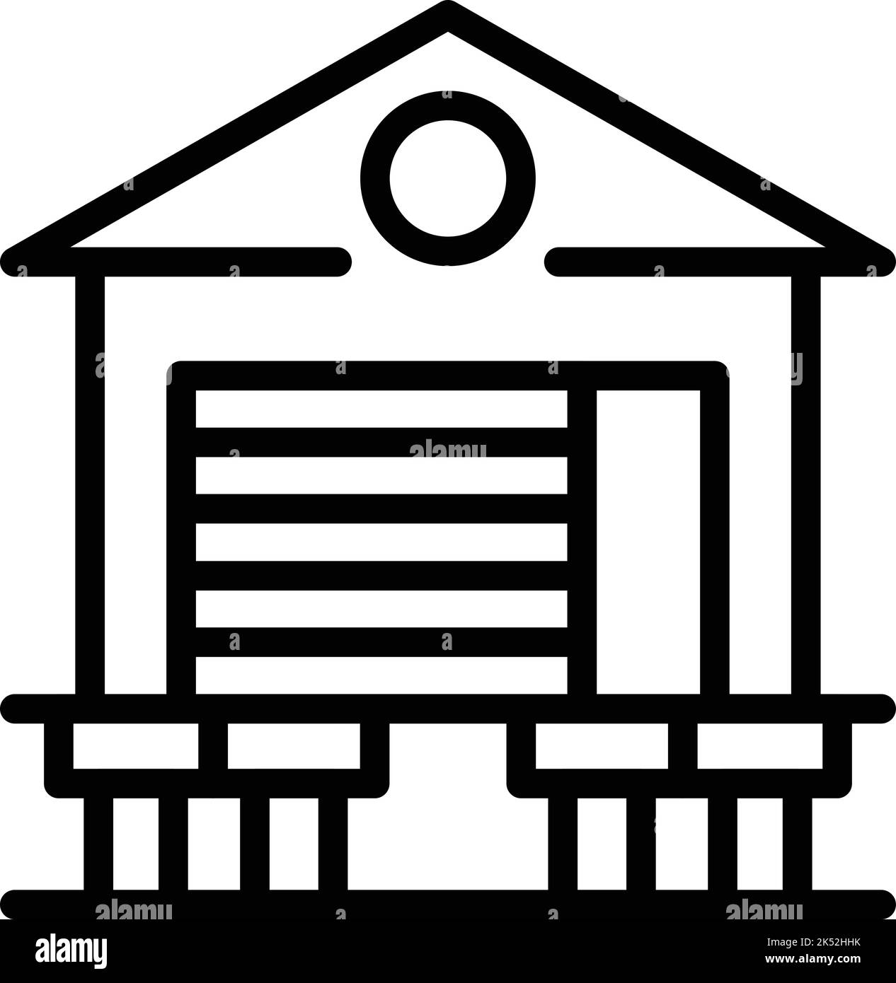 Wasserhaus Symbol Umriss Vektor. Waldhütte. Strandhaus Stock Vektor