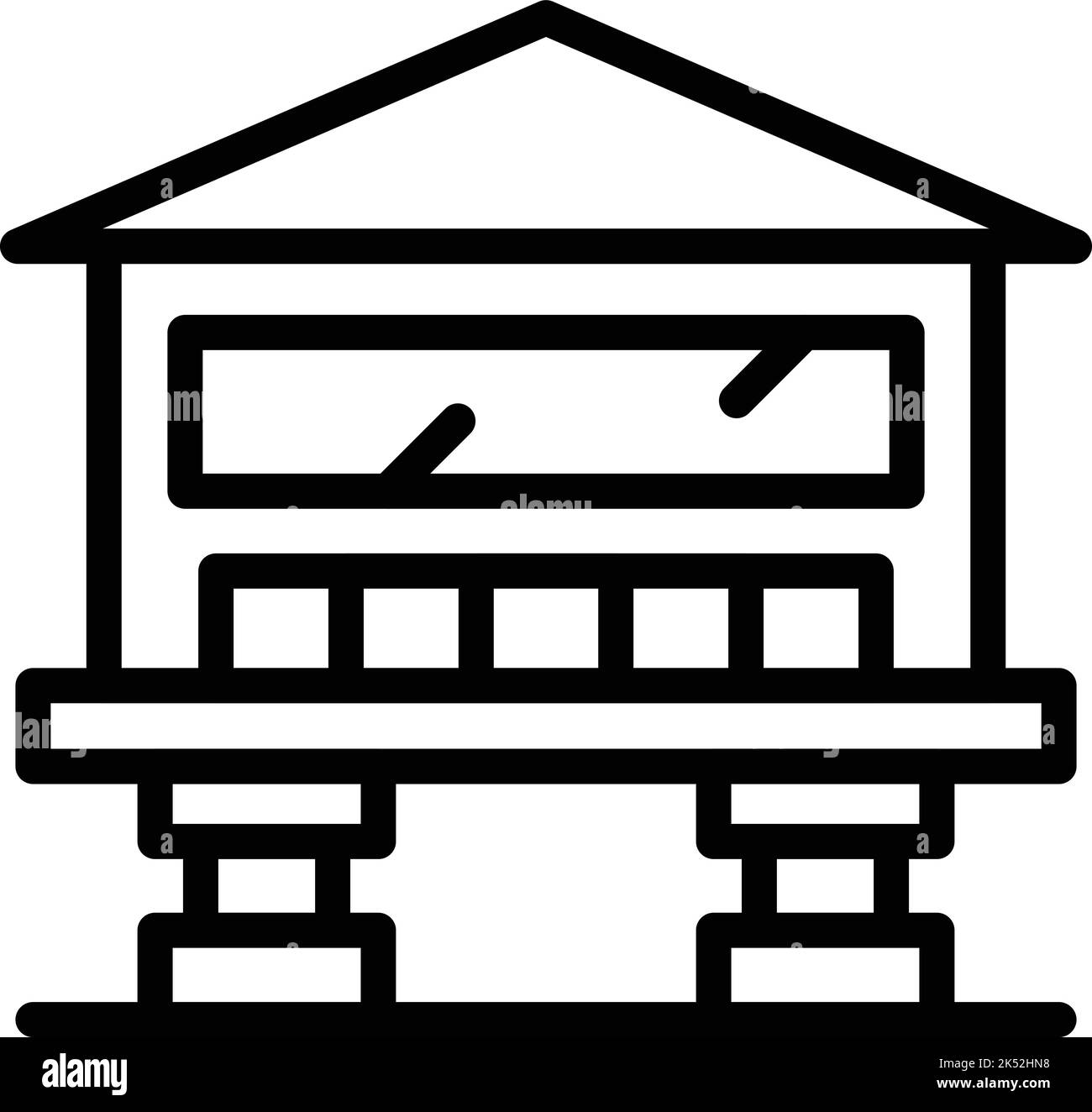 Kleiner Vektor für den Umriss des Strohsymbols. Haus Hütte. Strandsumpf Stock Vektor