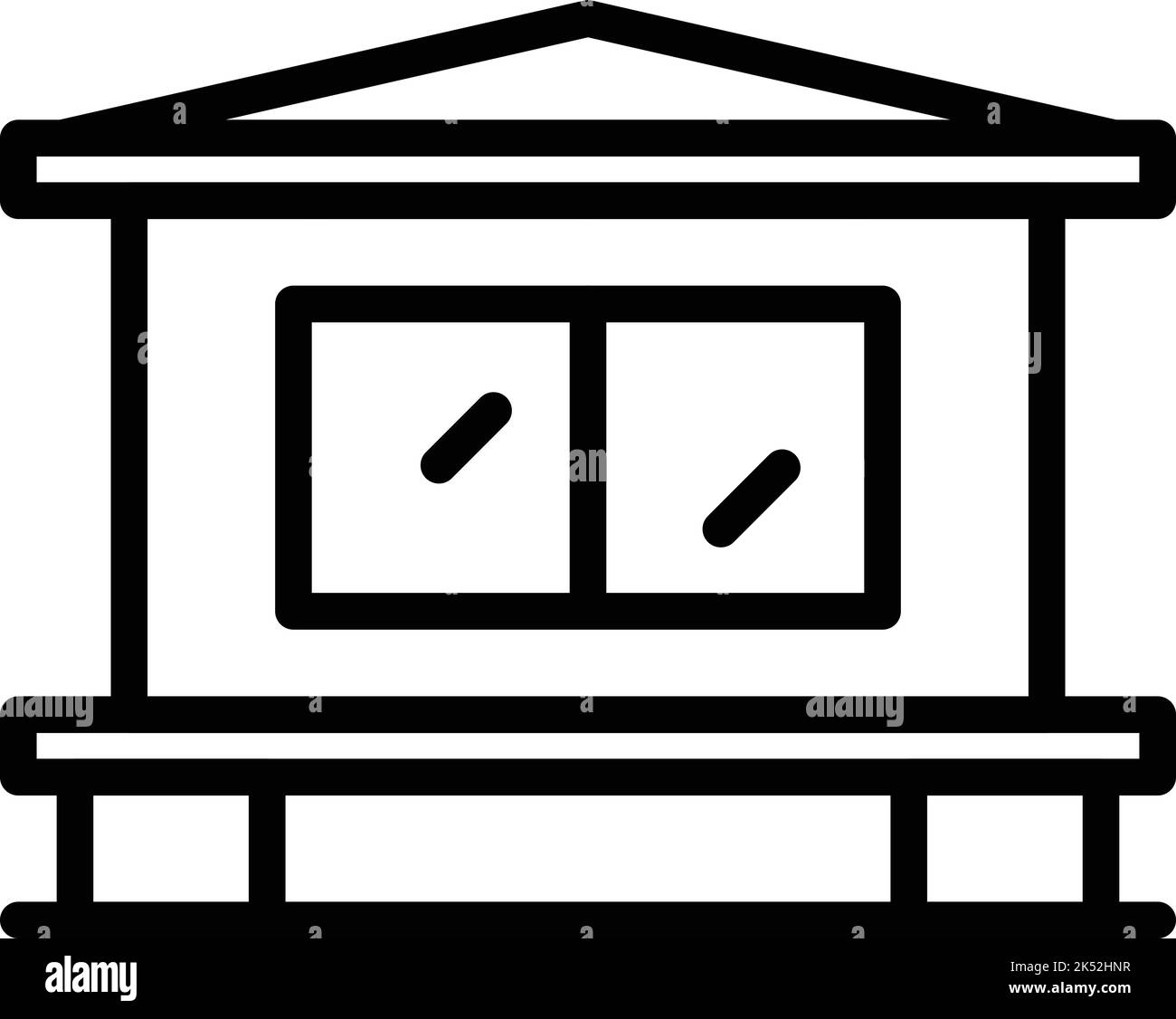 Symboldarstellung des Strandhauses. Kabinenstelz Sommerinsel Stock Vektor