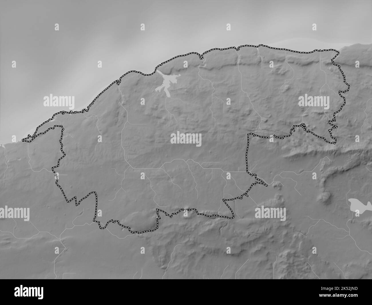 La Habana, Provinz Kuba. Höhenkarte in Graustufen mit Seen und Flüssen Stockfoto