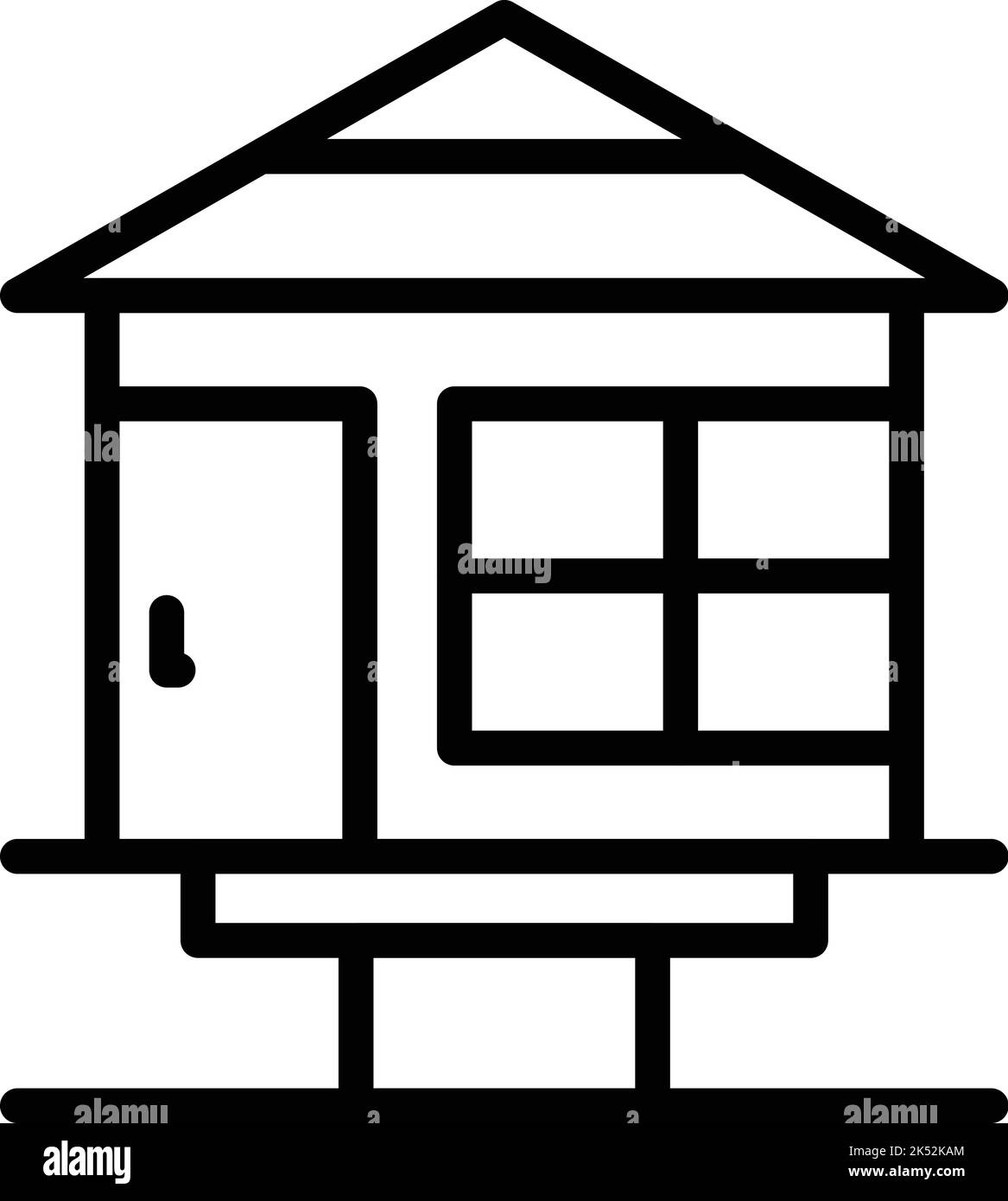 Strand Haus Symbol Umriss Vektor. Hütte Haus. Waldstelz Stock Vektor