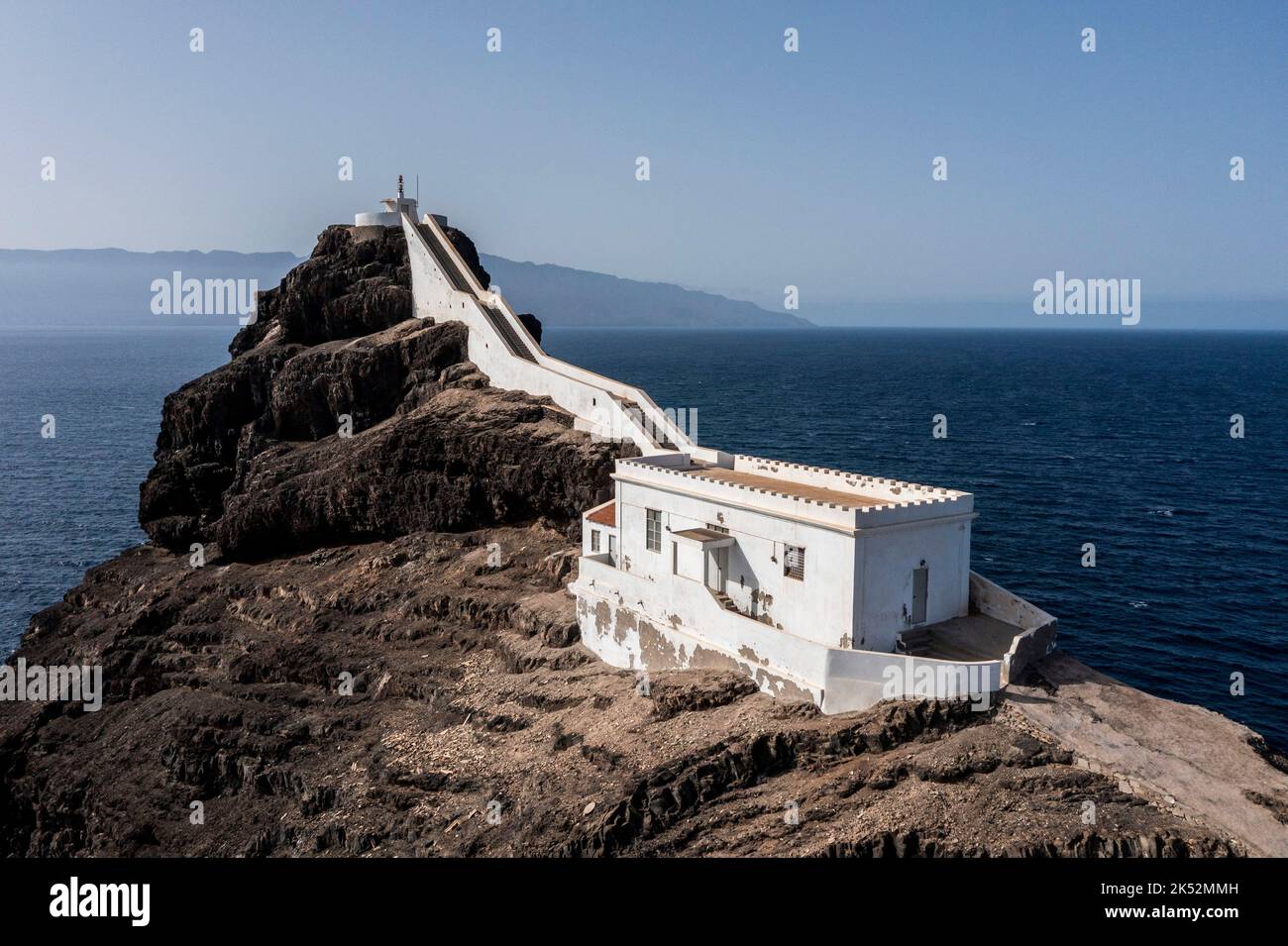 Kap Verde, San Vincente Island, Djeu Island, D Luis Lighthouse (Luftaufnahme) Stockfoto