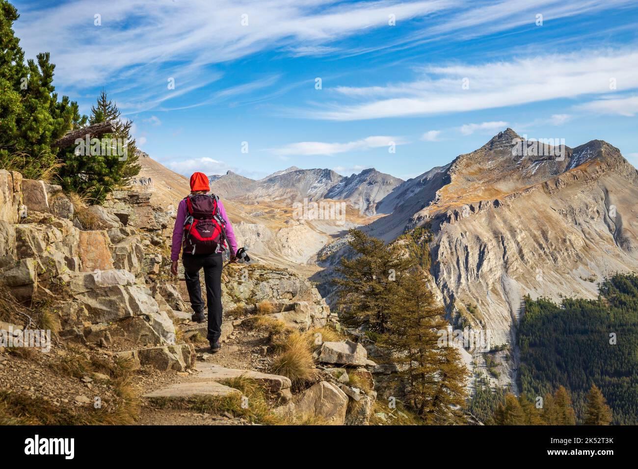 Frankreich, Alpes-Maritimes, Nationalpark Mercantour, Haut-Var-Tal, Wanderung zum Col de la Cayolle (2326 m) vom Pas du Lausson-Hochplateau (2600 m), R Stockfoto