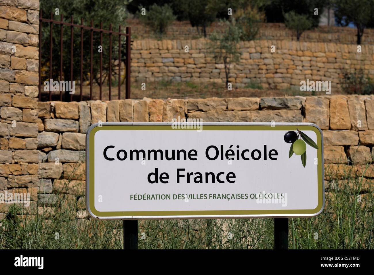 Frankreich, Var, Sanary sur Mer, Jardin des Oliviers, Panel, Olivenöl Kommune von Frankreich Stockfoto