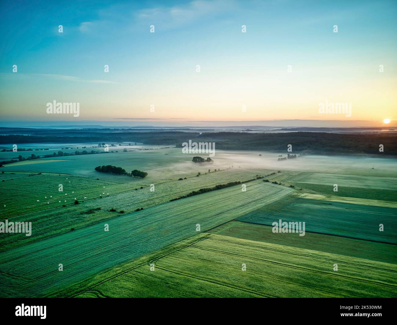 Frankreich, Meurthe-et-Moselle (54), Velaine-sous-Amance, typische Landschaft von Lothringen (Luftaufnahme) Stockfoto