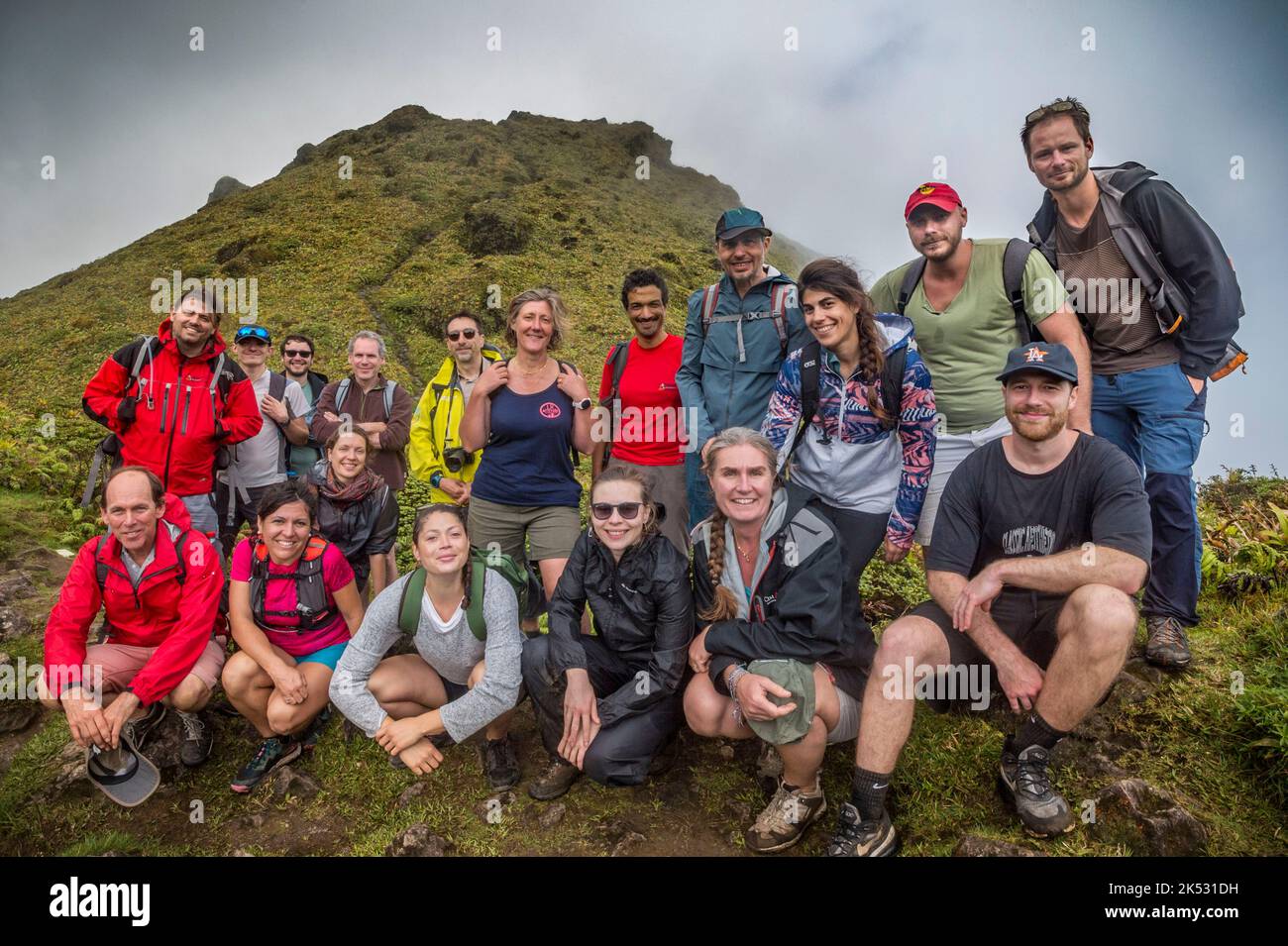 Frankreich, Karibik, Kleine Antillen, Französisch-Westindien, Martinique, Montagne Pelée, wissenschaftliche Entdeckungswanderung mit dem Team der Vulkanologischen und Stockfoto
