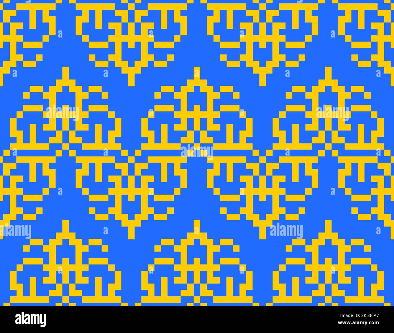 Pixel Art kasachischen Ornament. 8 Bit Traditiona Kasachstan Hintergrund verpixelt Stock Vektor