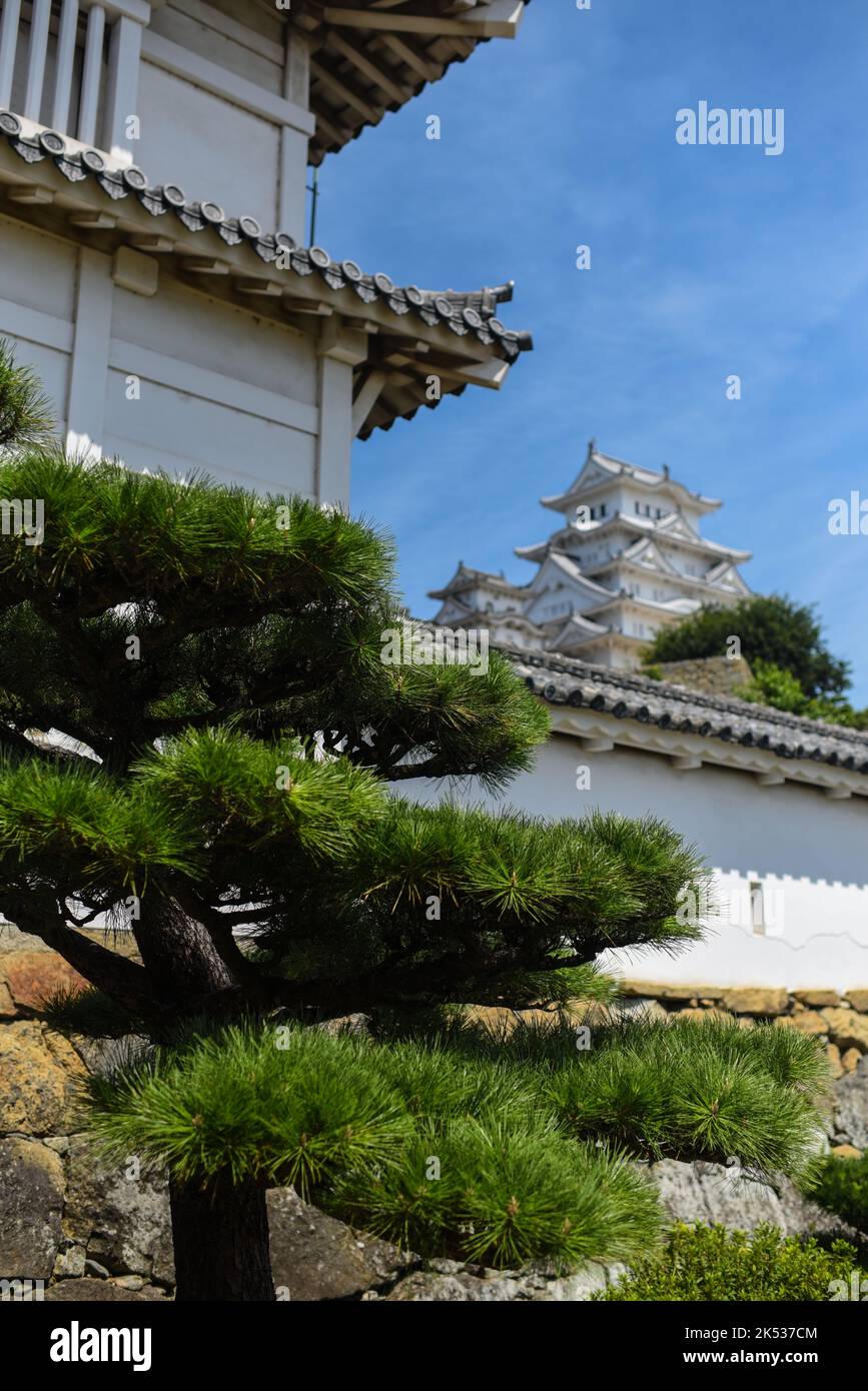 Die Burg Himeji (Himejijō), auch bekannt als Burg des Weißen Reihers, ist Japans am besten erhaltene Feudalburg Stockfoto