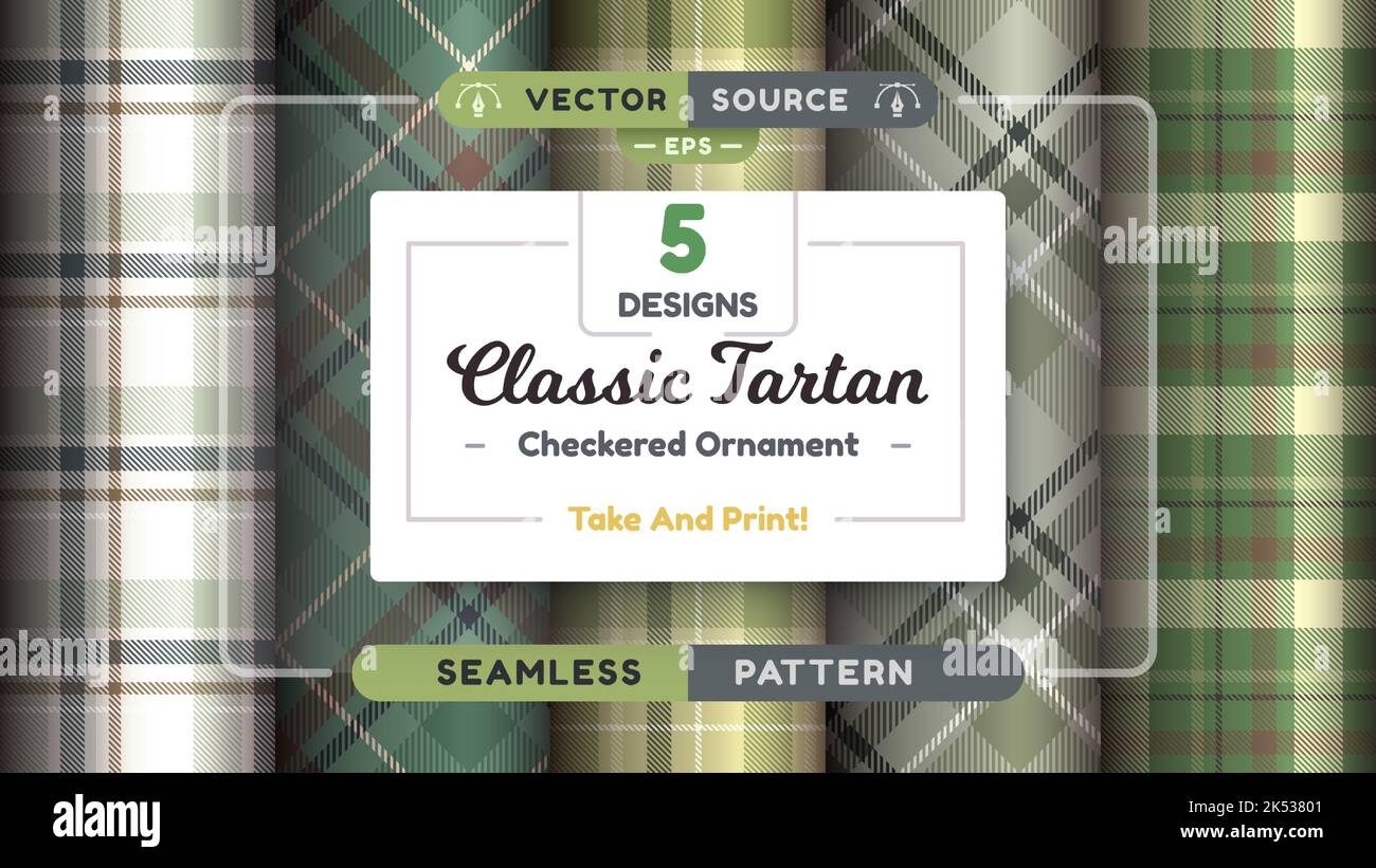 Nahtlose Muster aus militärischem Tartan, fröhliche weihnachtliche Textur, karierte schottische Qualität. Stock Vektor