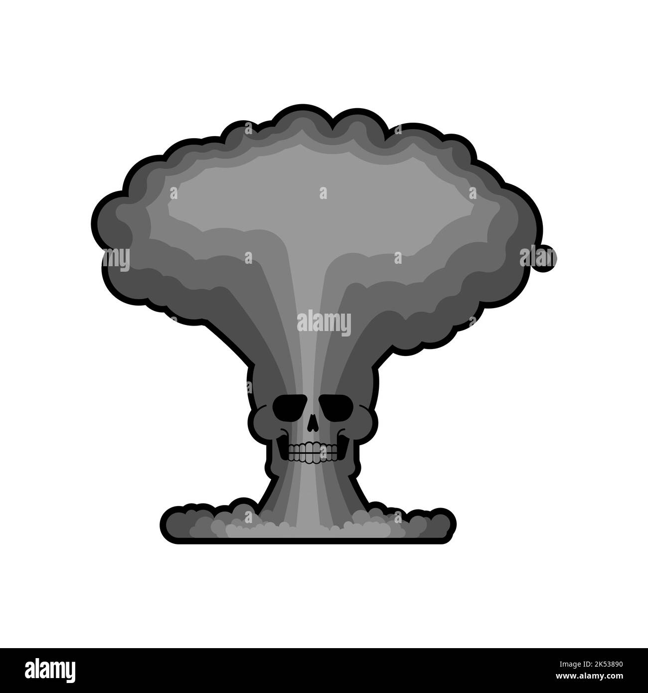 Nuklearer Explosionsschädel isoliert. Atompilz aus Atombombenexplosion Stock Vektor