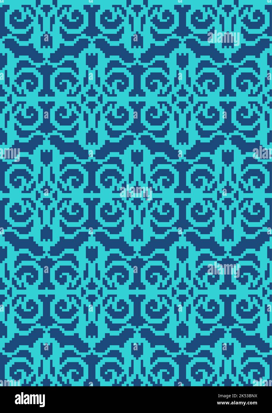 Pixel Art kasachischen Ornament. 8 Bit Traditiona Kasachstan Hintergrund verpixelt Stock Vektor