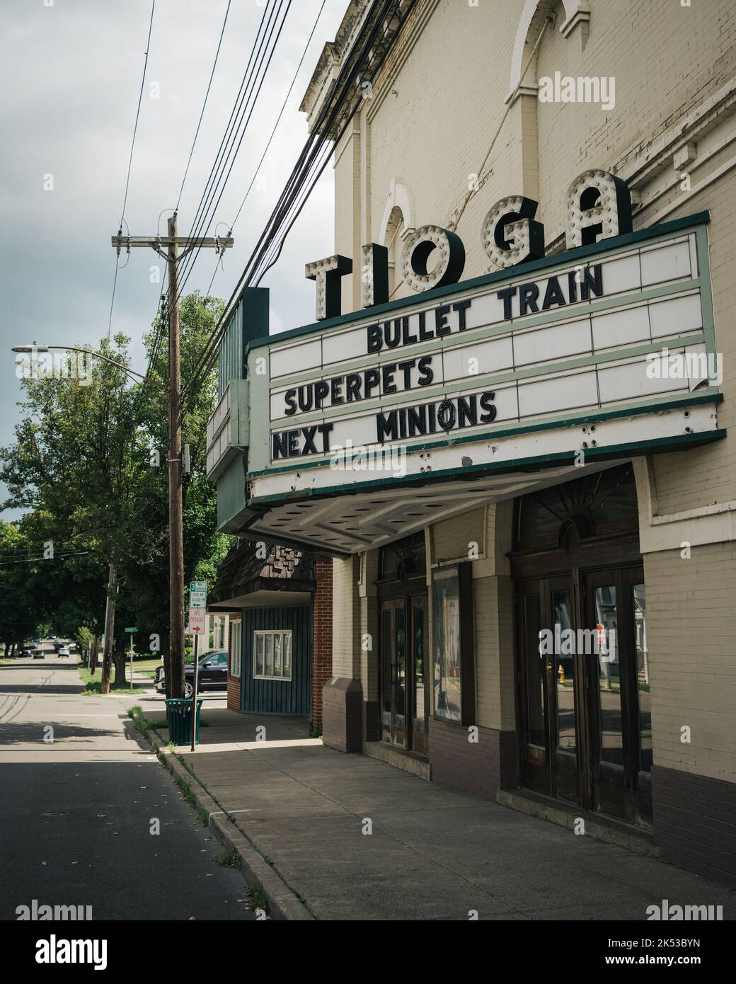 Tioga Theatre Vintage-Schild, Owego, New York Stockfoto