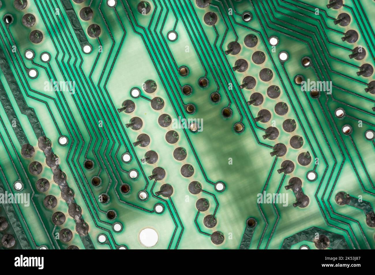 Grüne Platine des 1982 Sinclair ZX Spectrum [Ausgabe zwei 16k]. Für frühe Computer. Heimcomputer, beliebte Elektronik, britische Computer. Stockfoto