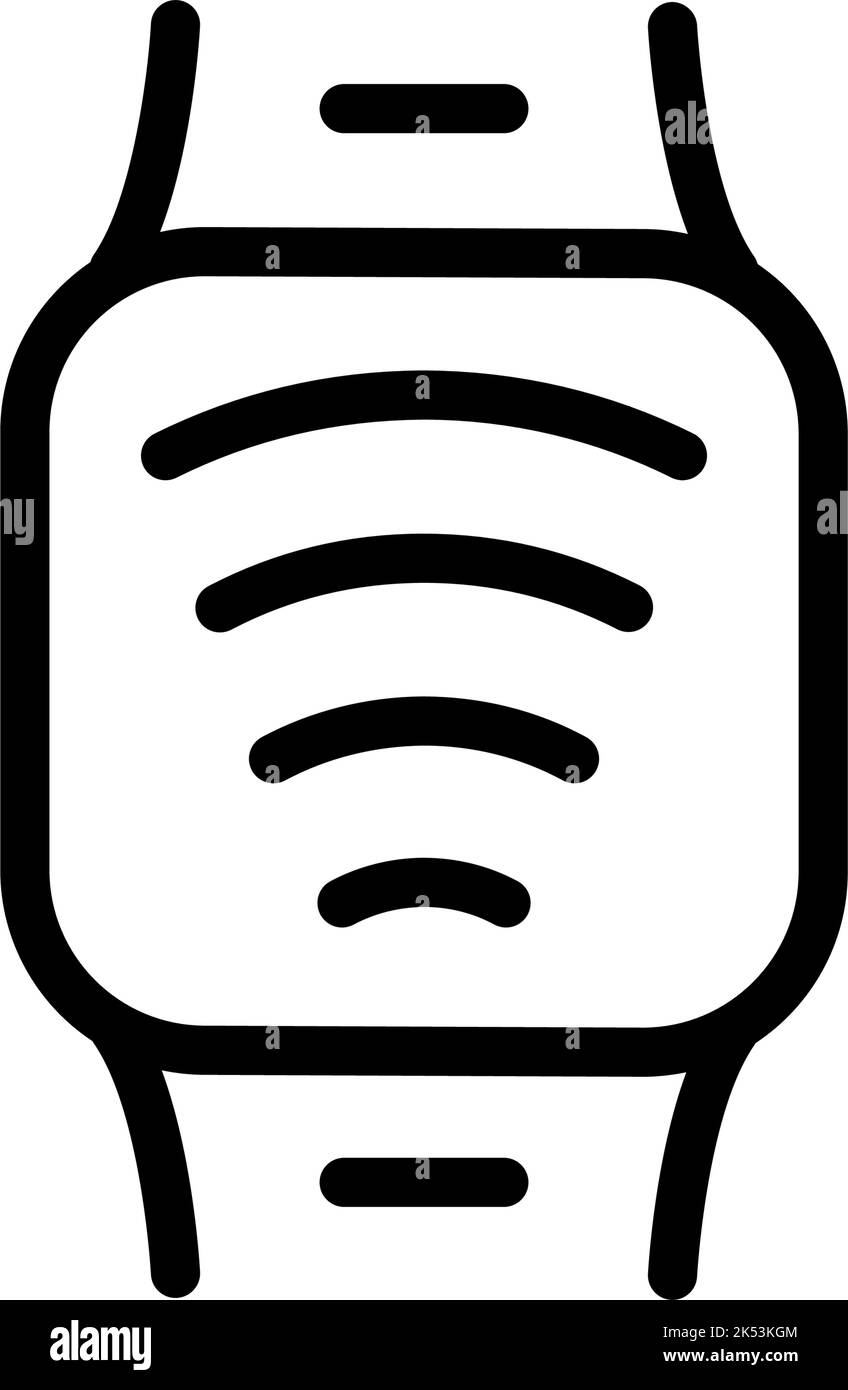 Uhr mit schwarzer NFC-Technologie. Nahfeldkommunikationsschild. NFC-Uhr-Symbol Stock Vektor