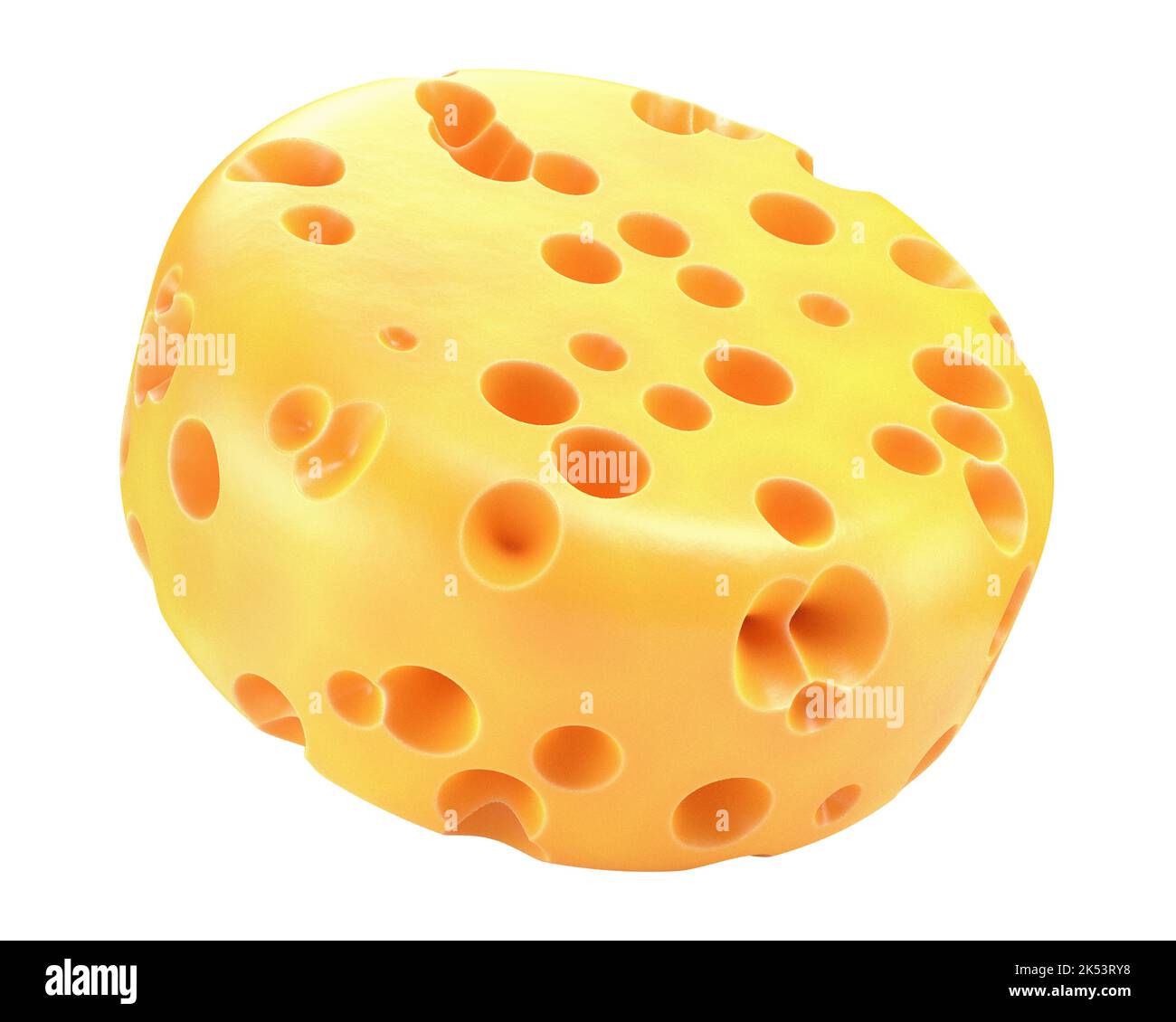 Käsekopf isoliert auf weißem Hintergrund. 3D Rendern. Stockfoto