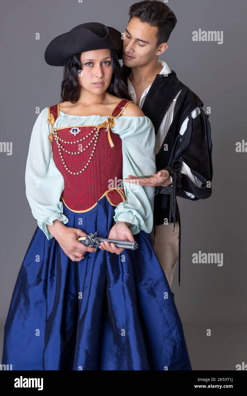 Historisches Piratenpaar aus der Renaissance oder aus georgischen Zeiten Stockfoto