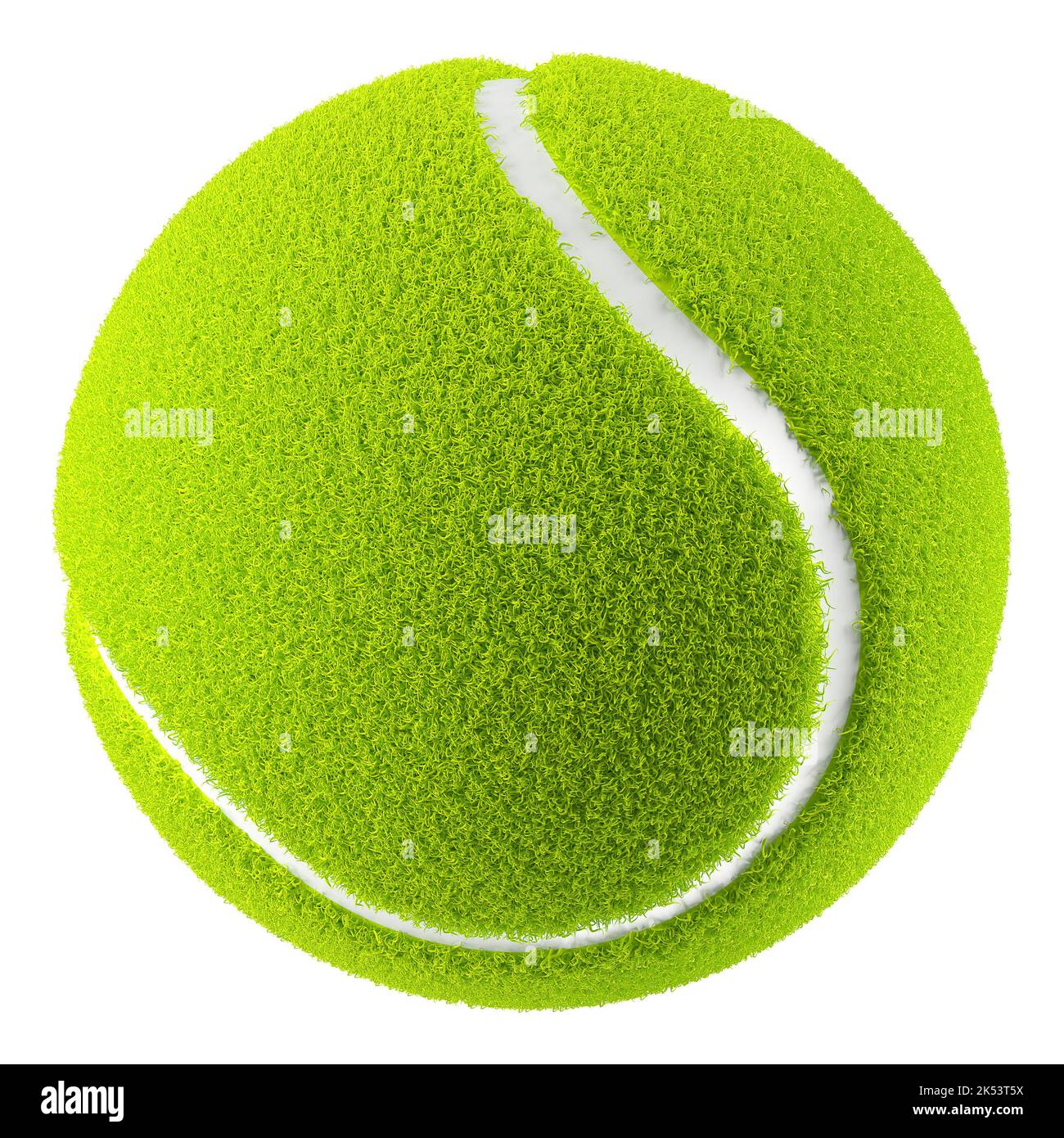 Grüner Tennisball isoliert auf weißem Hintergrund. 3D Rendern. Stockfoto