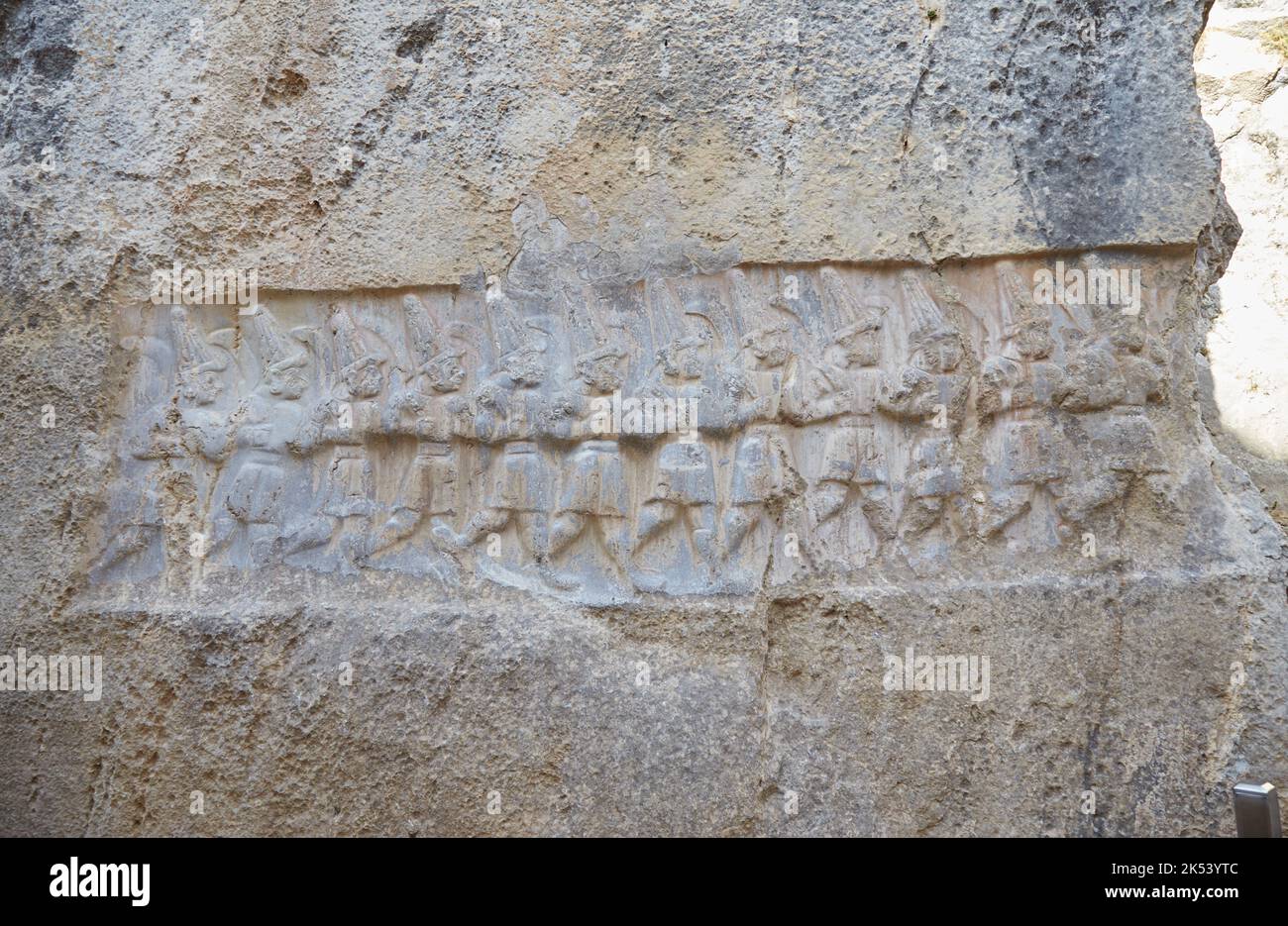 Der hethitische Felstempel von Yazilikaya Stockfoto