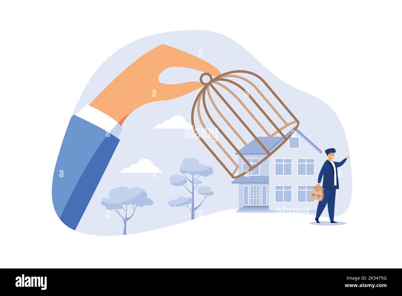 Wiedereröffnung der Wirtschaft nach der Sperrung durch Coronavirus, Wiederaufnahme des Geschäftsbetriebs im Normalbetrieb nach dem Höhepunkt des COVID-19-Ausbruchskonzepts durch Coronavirus, Regierungshand U Stock Vektor