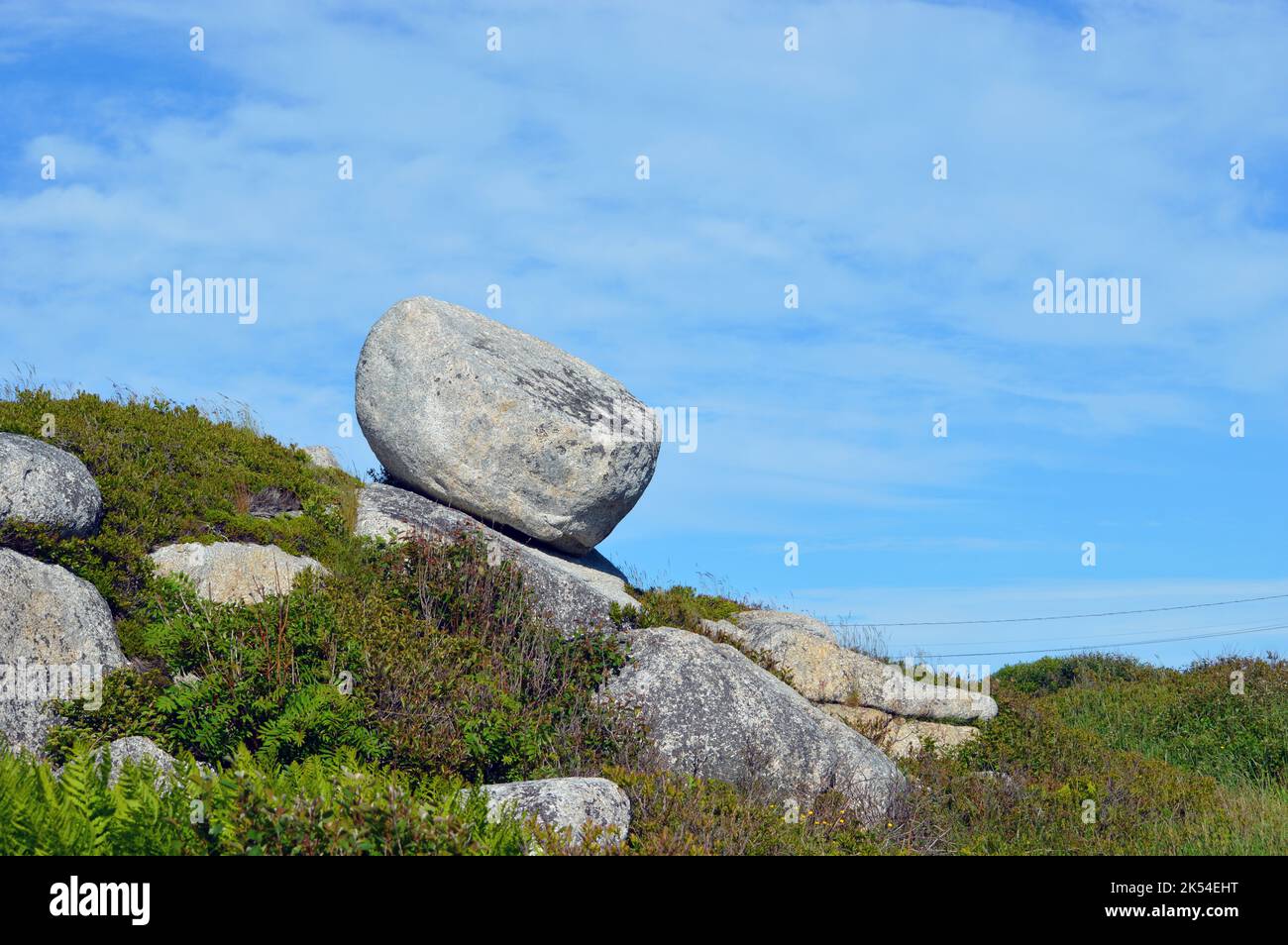 Felsige Küste entlang des High Head Trail, Prospect, Nova Scotia Stockfoto