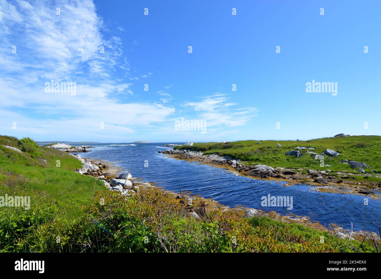 Coastal Inlet entlang des High Head Trail in Prospect, Nova Scotia Stockfoto