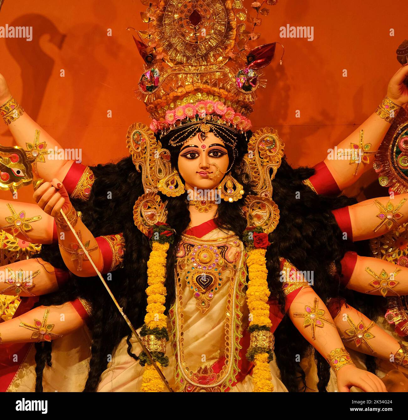 Pune, Indien 10.. Oktober 2022, Durga Puja ist eines der berühmtesten Festivals, die besondere Navratri-Feier von Maa Durga während dussehra. Stockfoto