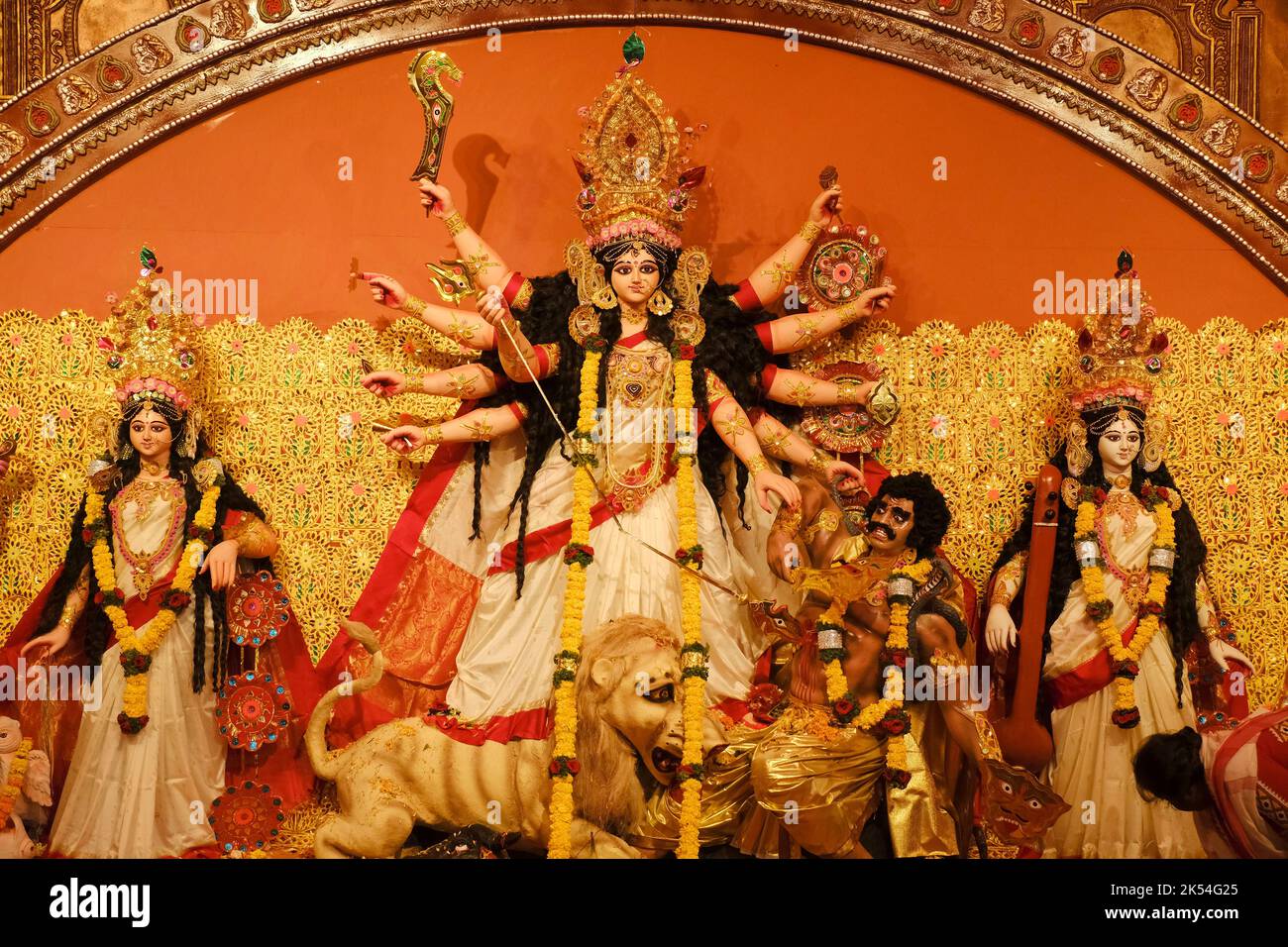 Pune, Indien 10.. Oktober 2022, Durga Puja ist eines der berühmtesten Festivals, die besondere Navratri-Feier von Maa Durga während dussehra. Stockfoto