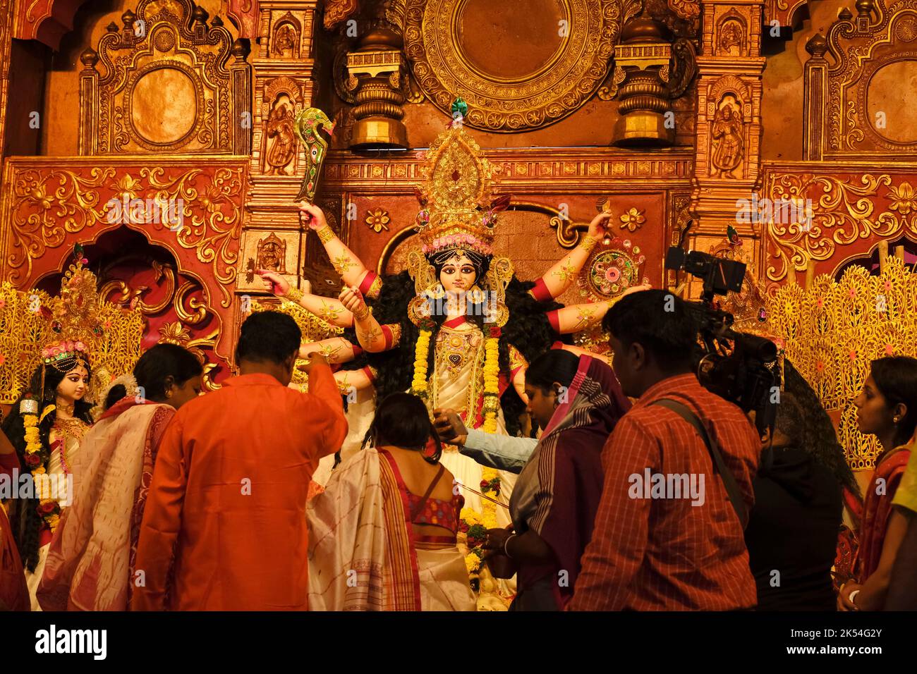 Pune, Indien 10.. Oktober 2022, Durga Puja ist eines der berühmtesten Festivals, die besondere Navratri-Feier von Maa Durga während dussehra. Stockfoto