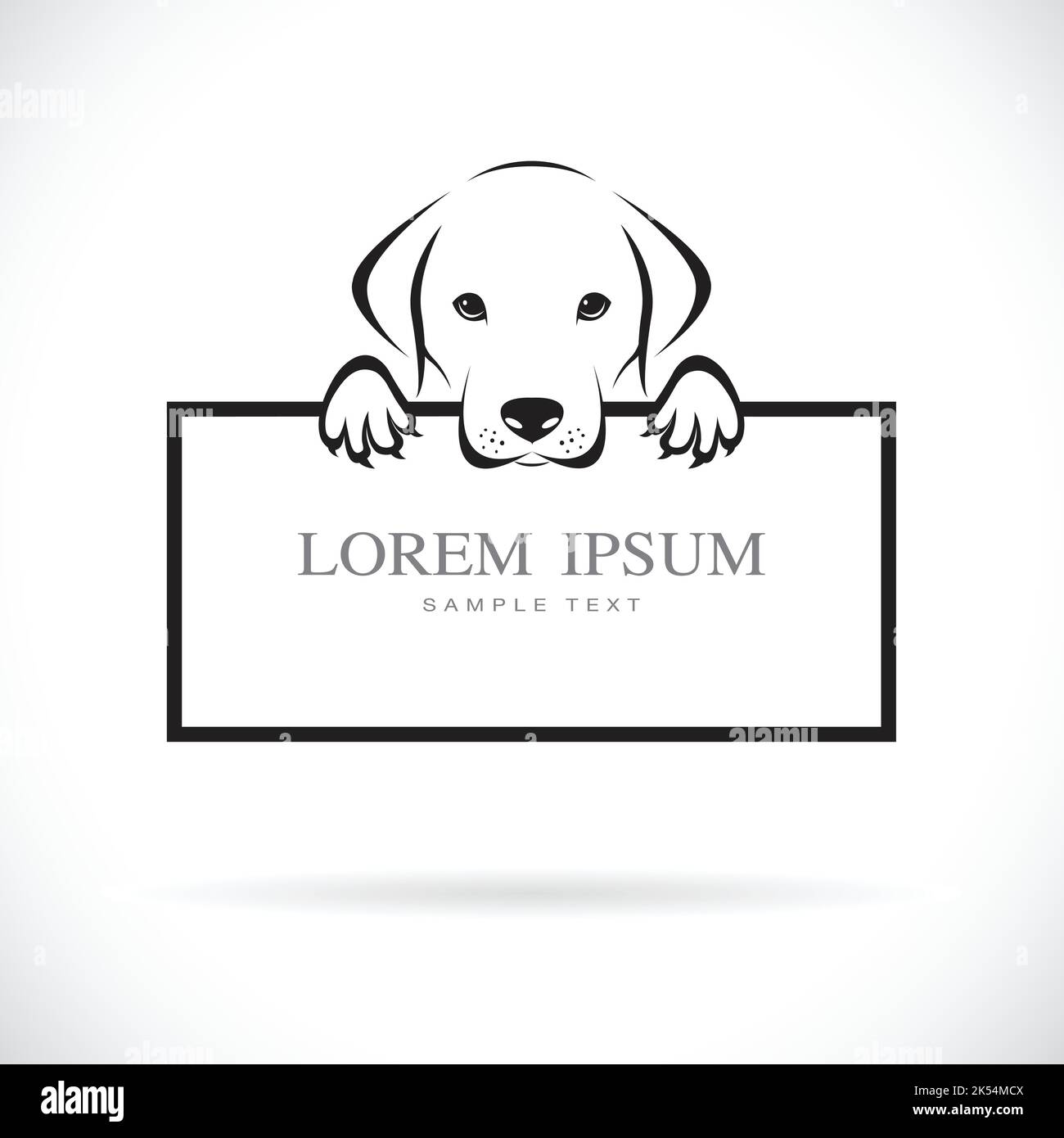 Vektor des schwarzen Hundekopfes (labrador) mit Rahmenraum für Ihren Text. Haustier. Tiere. Leicht editierbare Vektorgrafik mit Ebenen. Stock Vektor
