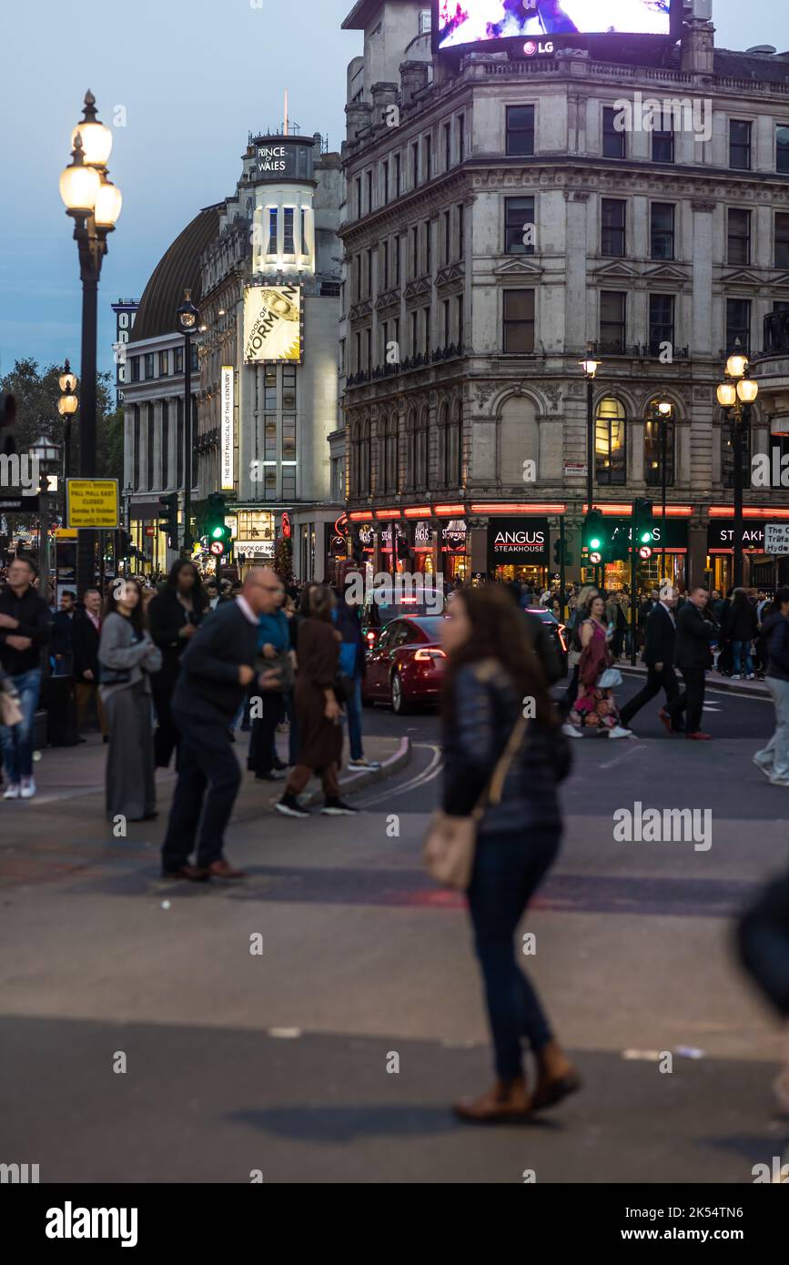 London rund um das West End Abend und Nacht Stockfoto