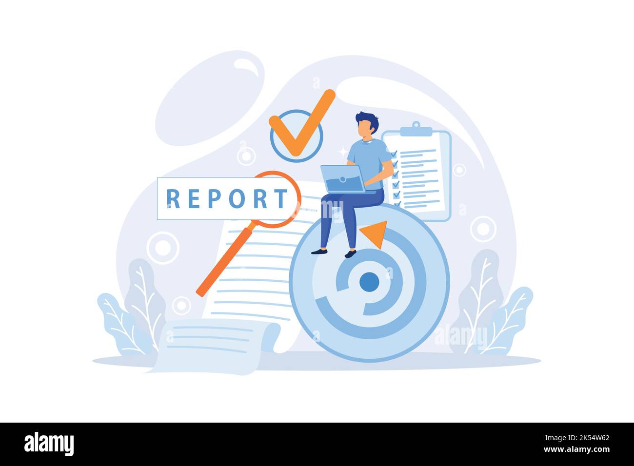 Vision und Umfang Dokument abstrakte Konzept Vektor Illustration. Vision Statement, Umfang Dokument, Hauptplan, Projektmanagement, Software Business ana Stock Vektor