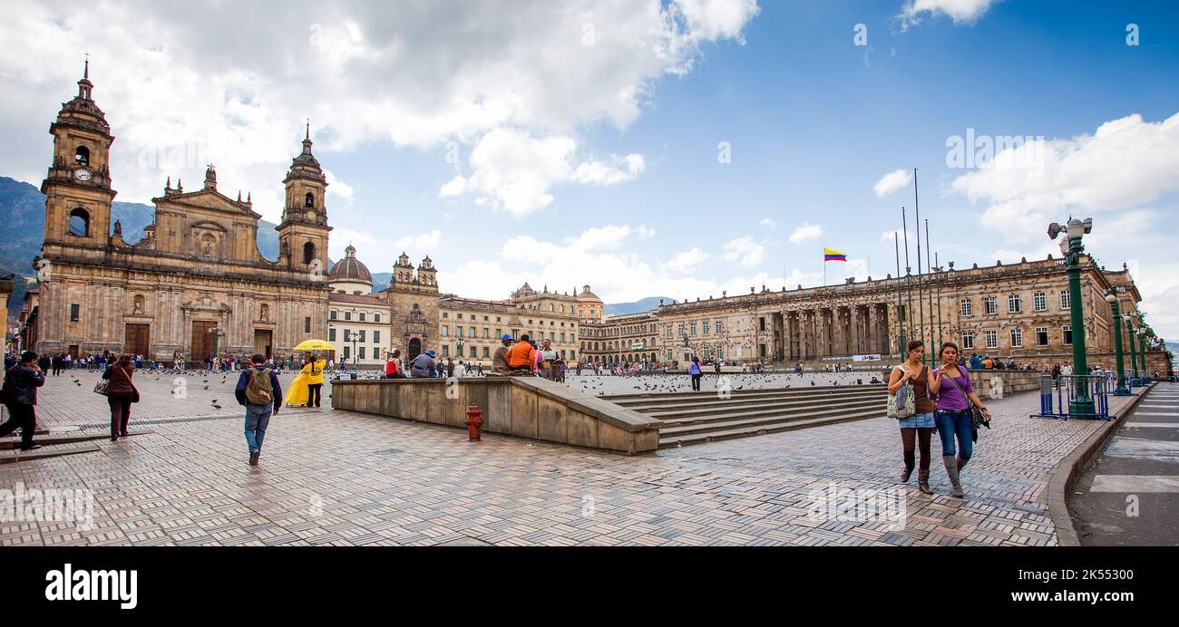 Kolumbien, Bogota Plaza Bolivar im Zentrum der Stadt. Stockfoto