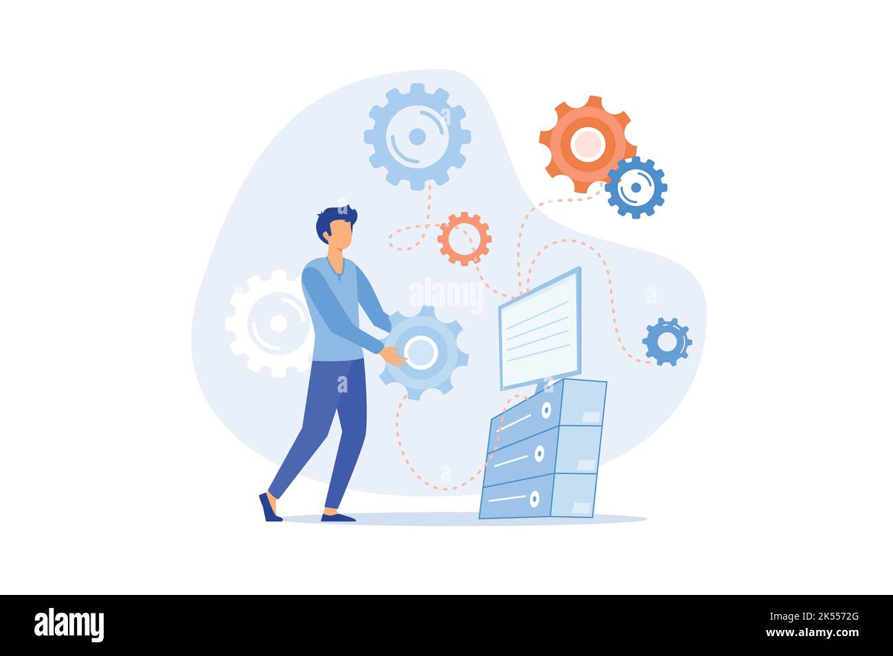 Industrielle automatisierte Arm für Business Process Automation. Mechanische industrielle Automatisierung. Arbeiten mit Business Automation, moderne technische Ausrüstung Stock Vektor