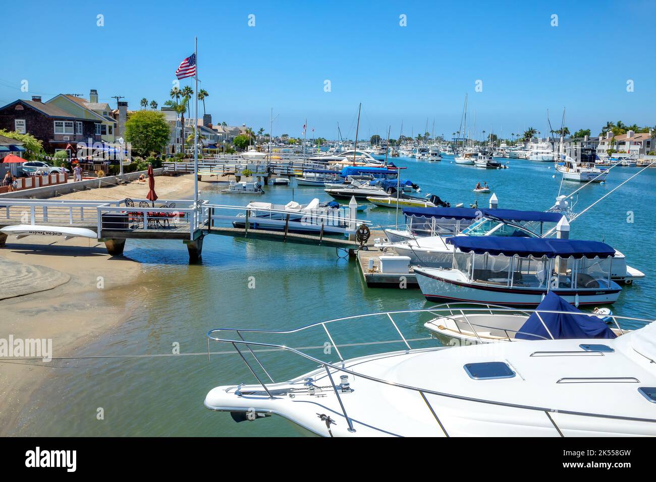 Blick auf Balboa Island in Newport Beach, Kalifornien Stockfoto