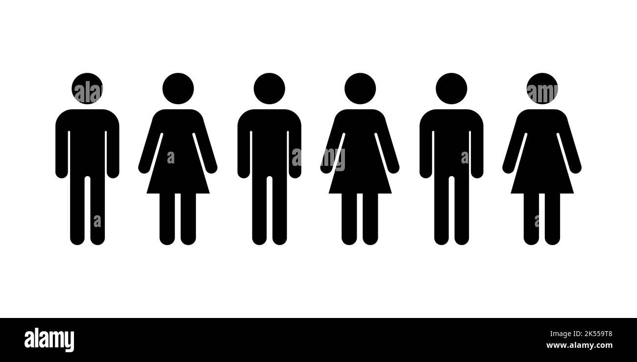 Ausgewählt aus einer Gruppe von Menschen. Gruppe von Menschen Silhouette in Reihe stehend. Symbol für Mann und Frau. Infizierte Person. Vektorgrafik Stock Vektor