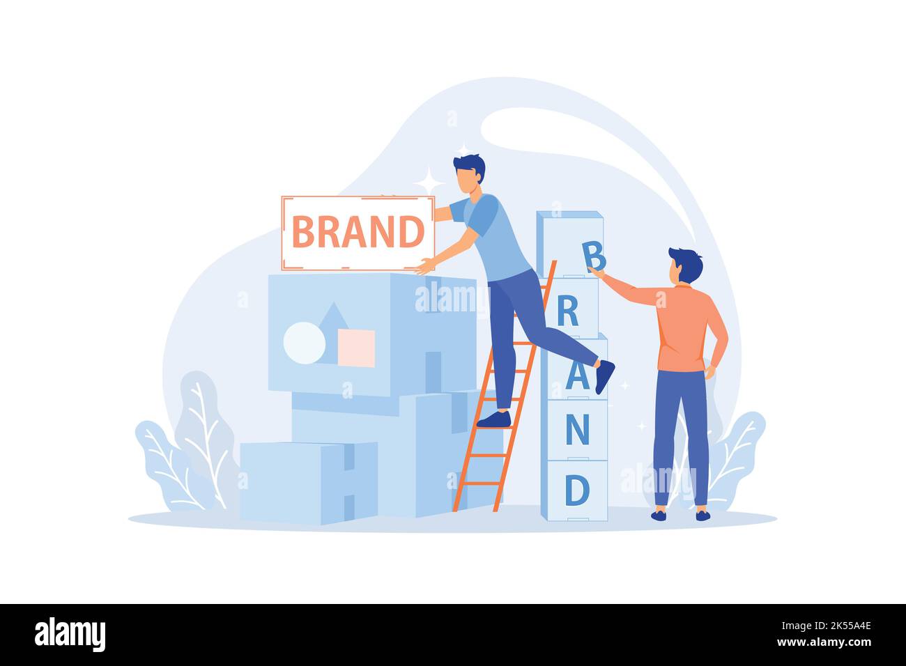 Konzept zur Markenbildung. Marketing Spezialist Design einzigartige Firma flaches Design moderne Illustration Stock Vektor