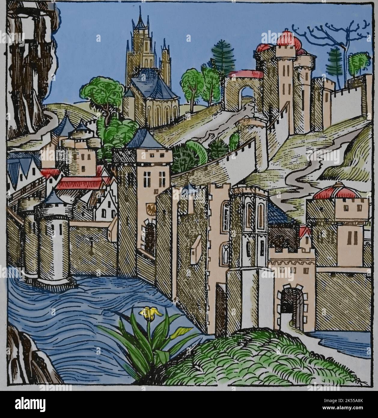 Mepmhis. Stich der Nürnberger Chronik, 15.. Jahrhundert. Stockfoto