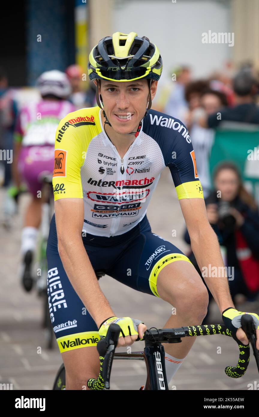 Simone Petilli, Team Intermarche-Wanty-Gobert materiaux während der Tre Valli Varesine, Street Cycling in Busto Arsizio/Varese, Italien, Oktober 04 2022 Stockfoto