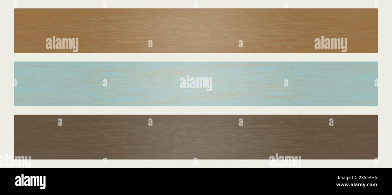 Holzdielen-Set, blau-cyan-Töne, horizontale Planke, leere Holzdiele für die Dekoration der Schilder. Hochwertige Illustration Stock Vektor