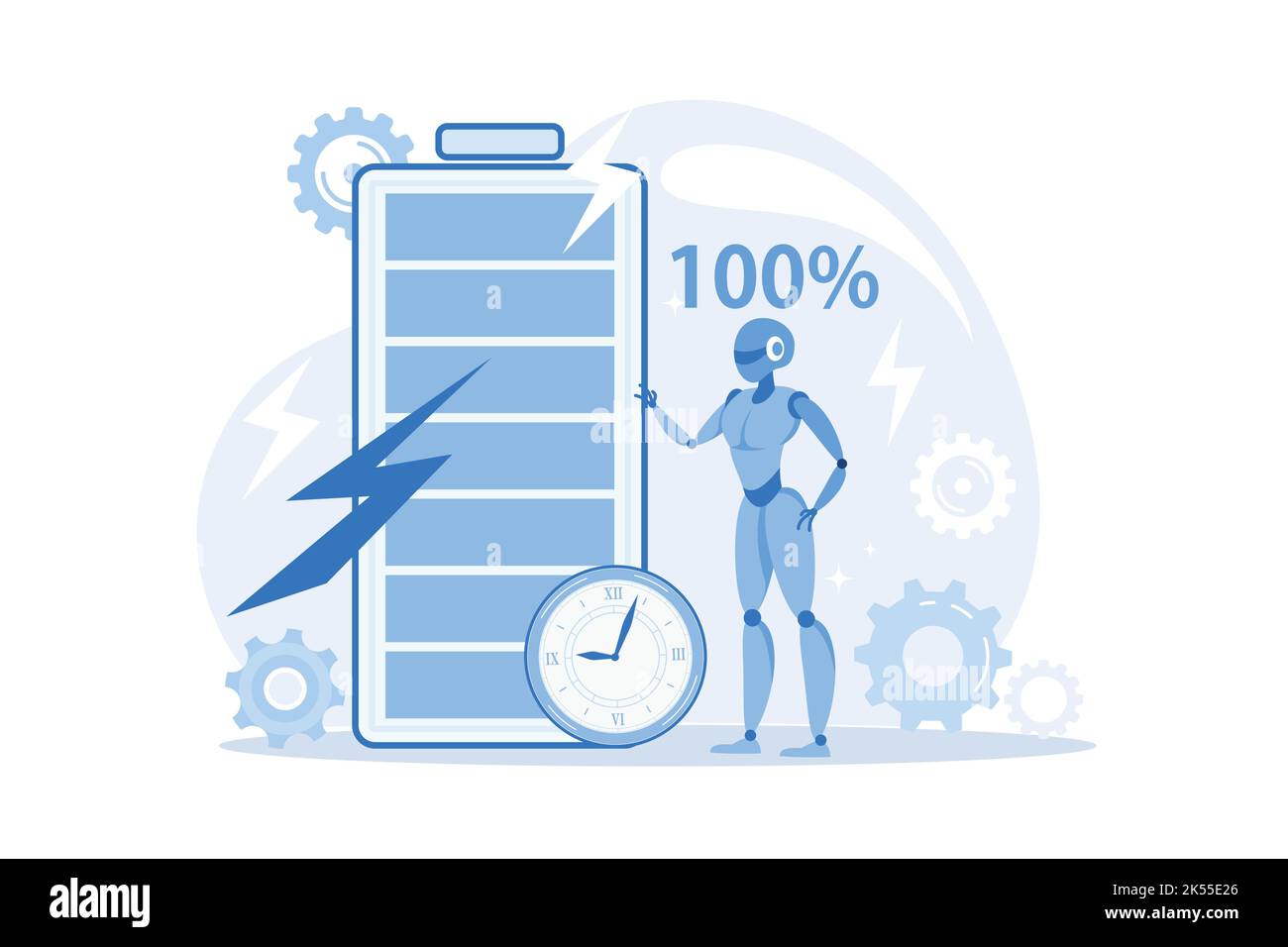 Akkulaufzeit innovative Lösung für Akku, längere Laufzeit, Ladetechnologie, lange Lebensdauer, Berechnung der Lebensdauer, Flache Bauweise mit hoher Energiekapazität Stock Vektor