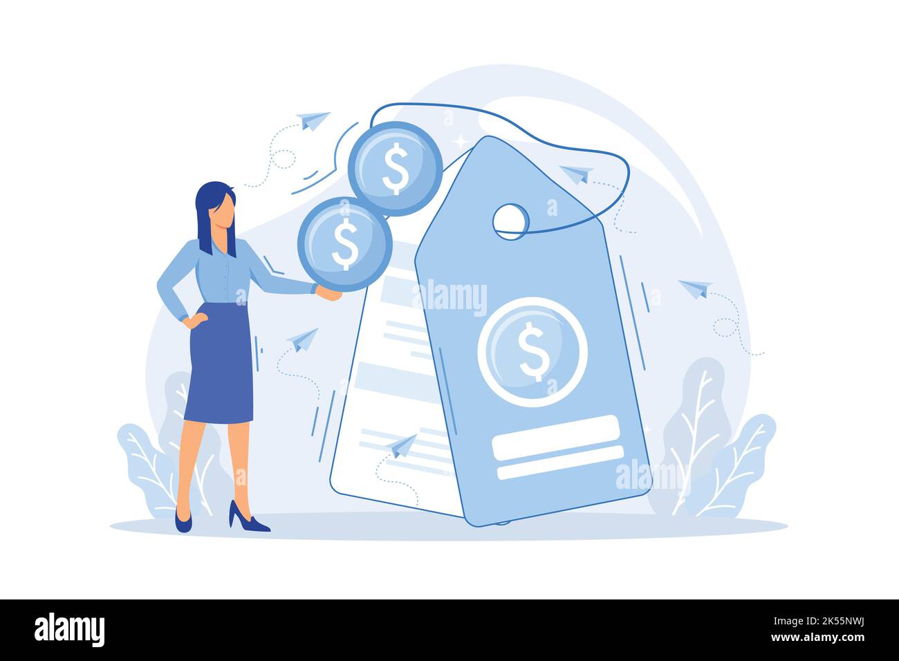 Produktpreis, Servicepreise, Online-Shop, E-Commerce, Preise kennen, Abo-Plan, Website-Seite, UI-Element, flaches Design Moderne Illustration Stock Vektor