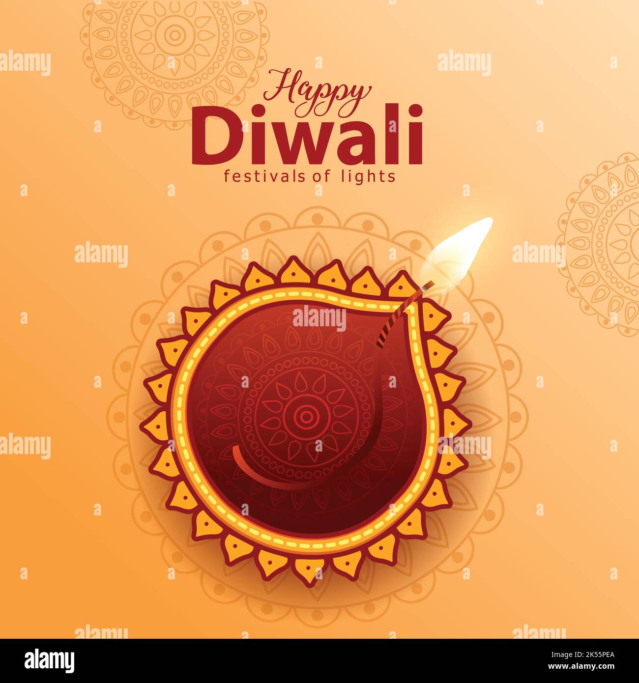 Frohes Diwali. Indische Lichtfeste mit Diwali-Elementen. vektor-Illustration. Stock Vektor