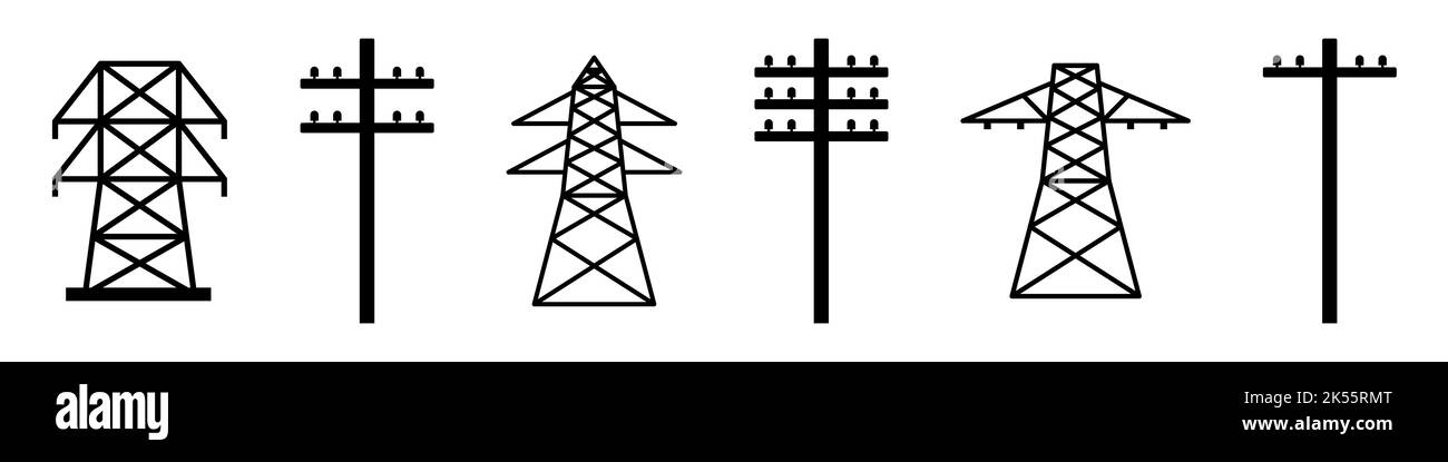 Symbole für das Konzept der Strommast-Infrastruktur Stock Vektor