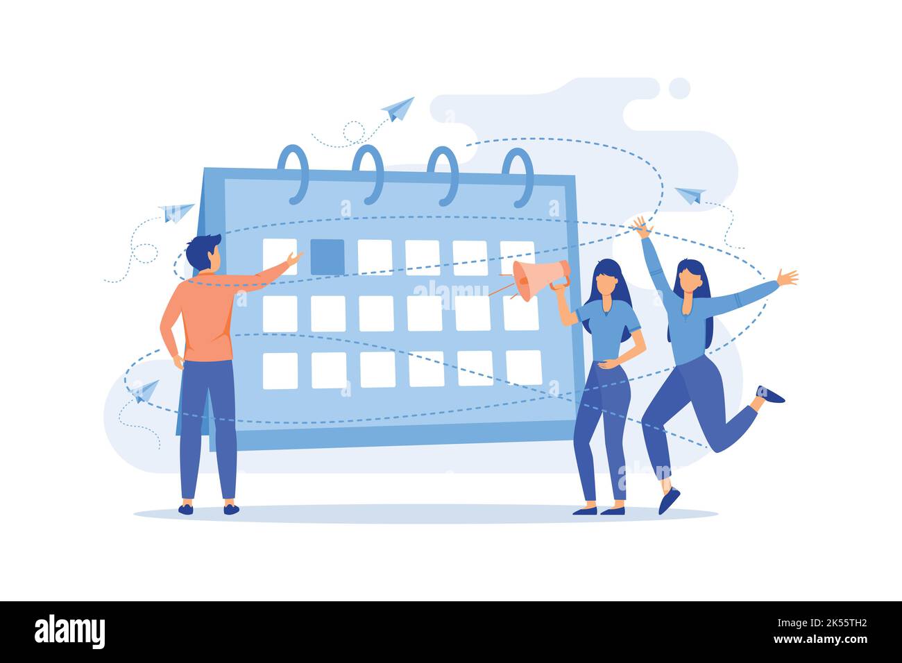 Veranstaltungen Firmenveranstaltungen, Veranstaltungskalender, Benachrichtigung, Website-Menüleiste, UI-Element, Geschäftstreffen, Handelsausstellung, Zeitplan flaches Design mod Stock Vektor
