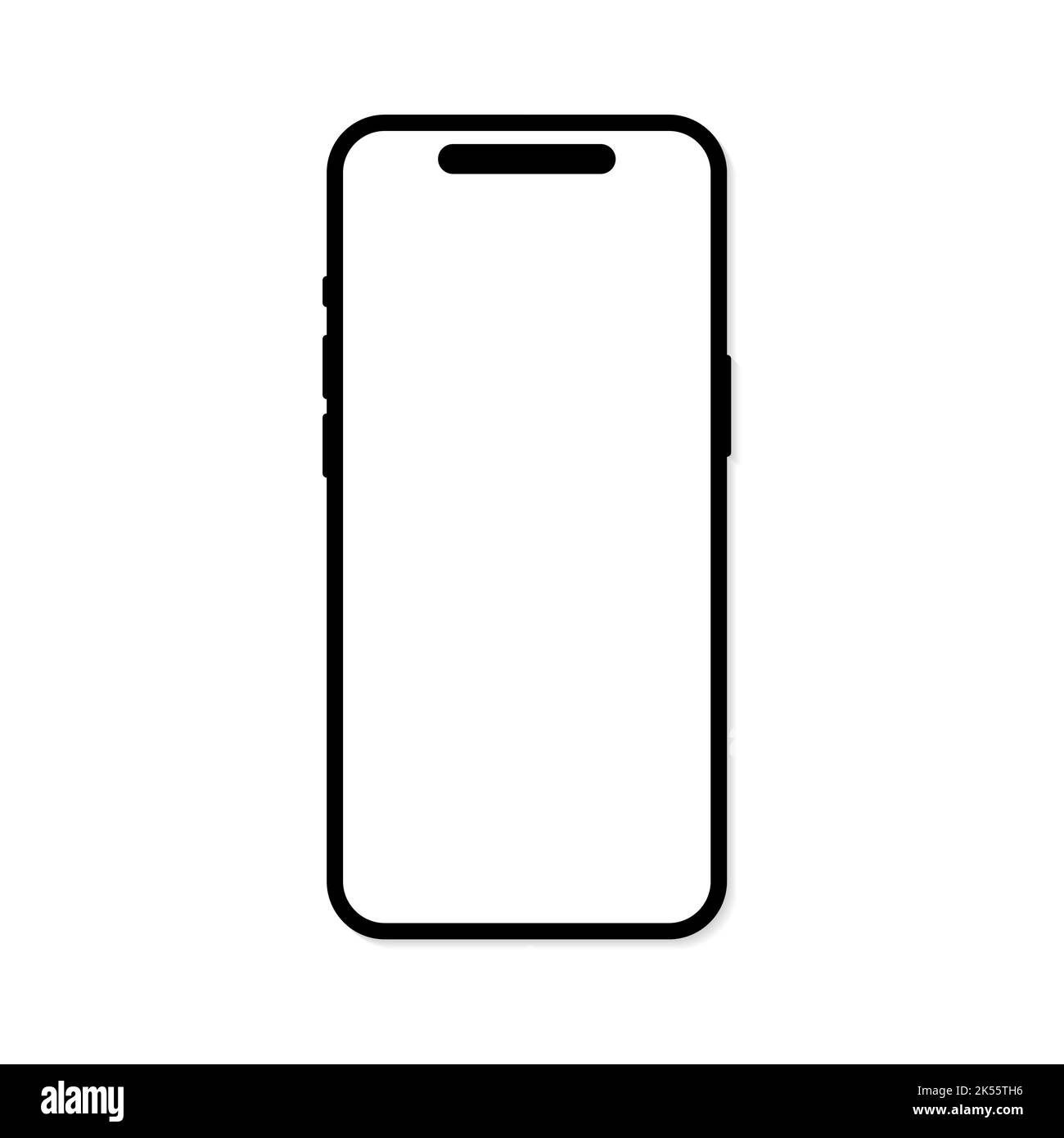 Smartphone mit Schatten auf weißem Hintergrund isoliert Stock Vektor