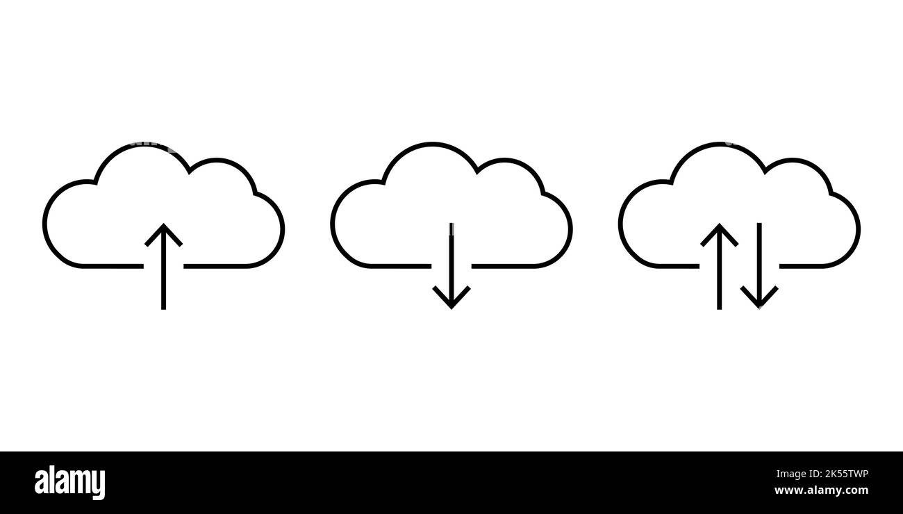 Cloud-Download-Zeile iсon mit Pfeil Stock Vektor