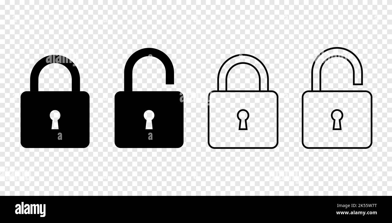 Lock Icon Set einfaches Design Stock Vektor