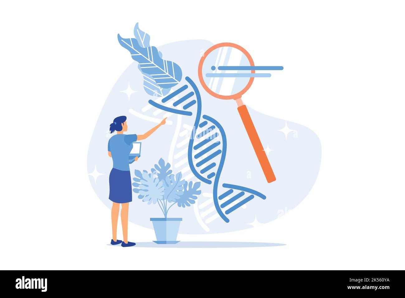 Gentechnisch veränderter Organismus gentechnisch veränderte Lebensmittel, transgener Organismus, Genmodifikation, Molecular Engineering, GMO Level flat Design Modern i Stock Vektor