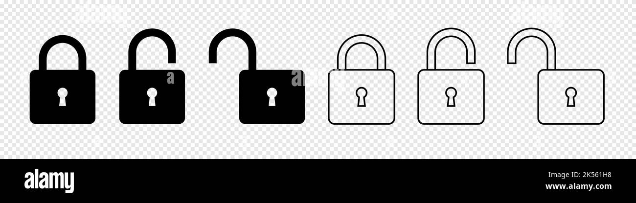 Lock Icon Set einfaches Design Stock Vektor